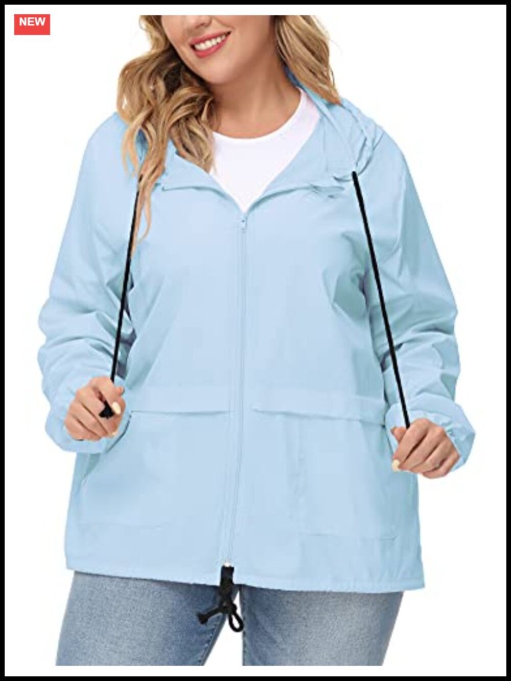 Waterproof Plus Size Raincoat Hooded Packable Windbreaker Lightweight